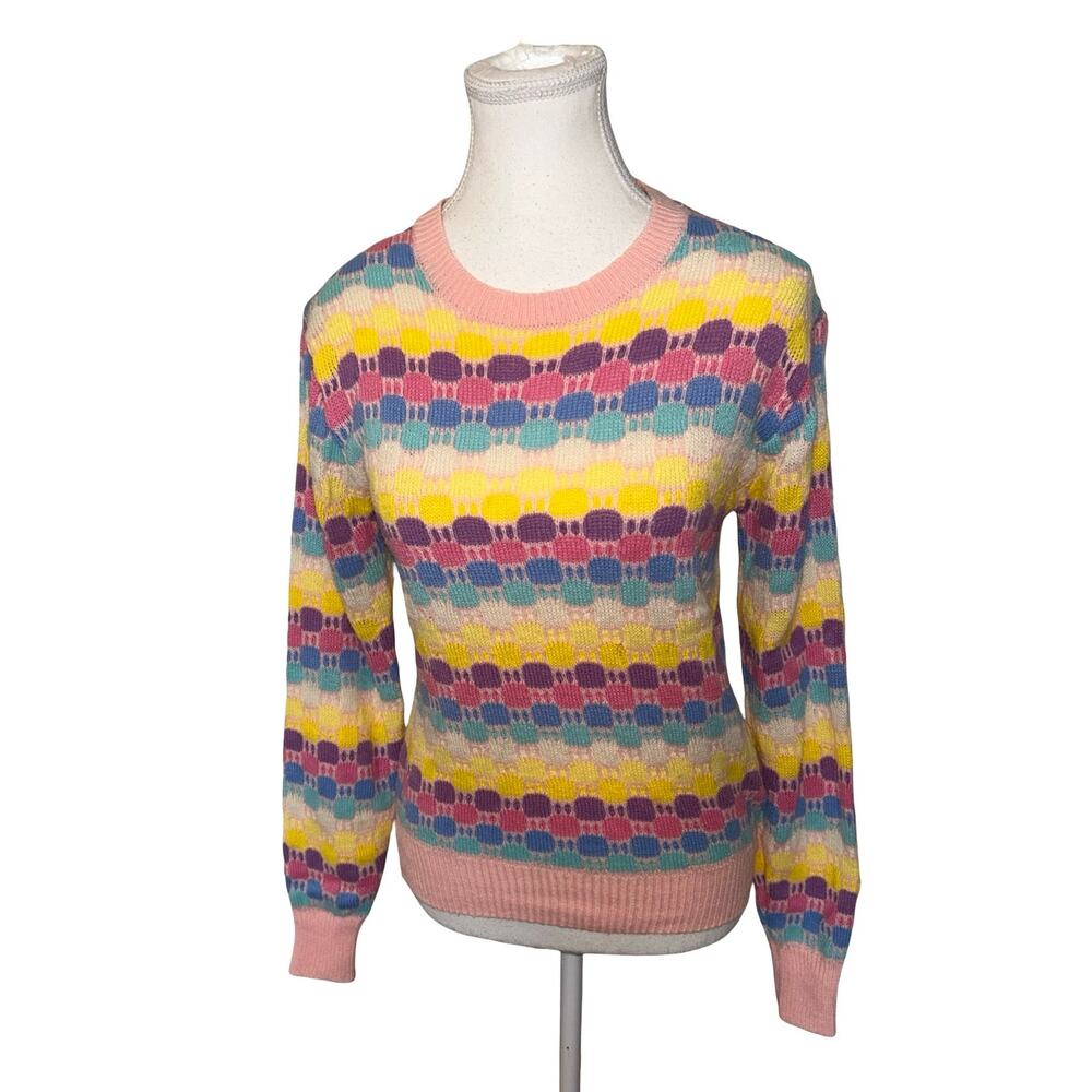 Vintage Gotham pastel geometric knit sweater